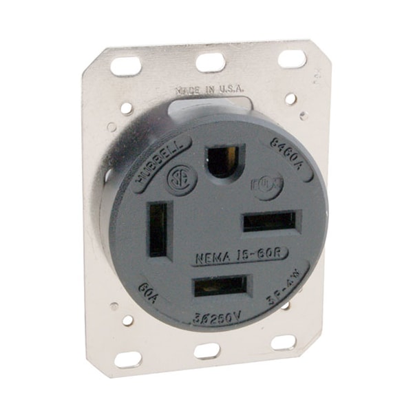 Receptacle, Single , 250V, 60A